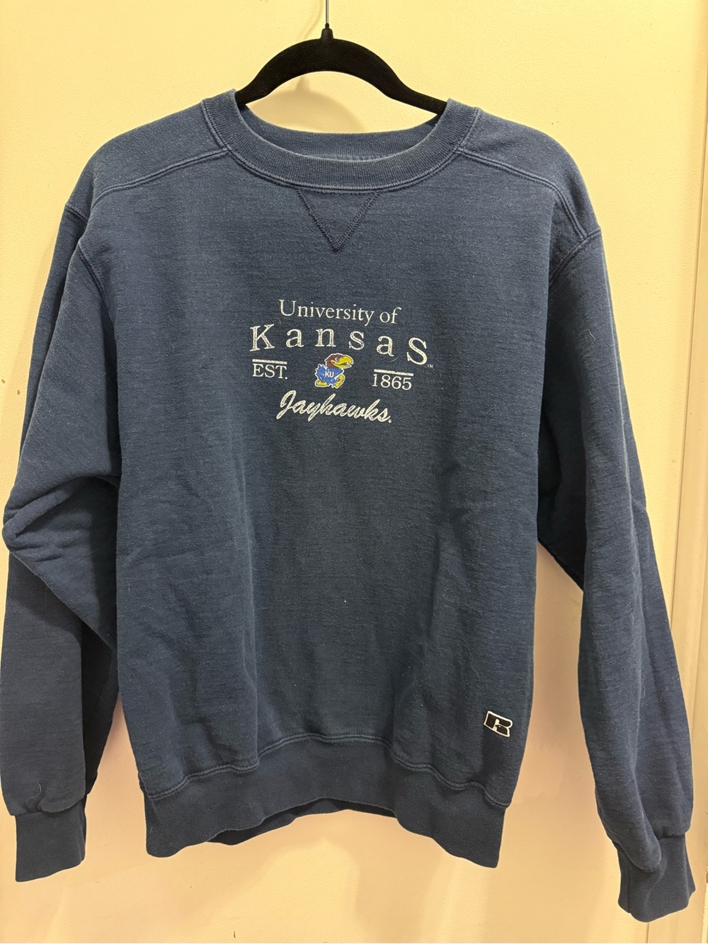 Vintage Russell Athletic University of Kansas Navy Crewneck Sweatshirt